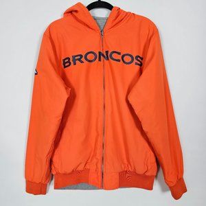 NFL Reversible Denver Broncos AFC Hooded Mens Medium Long Sleeve Full Zip Jacket